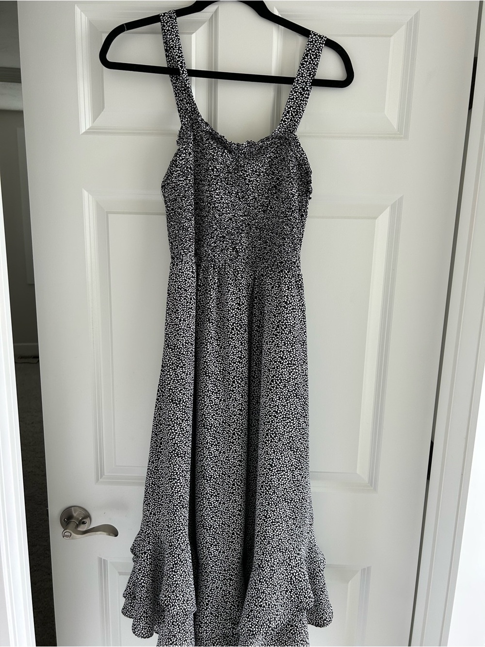 Grace Karin Black and White Ditsy Floral Maxi Dress